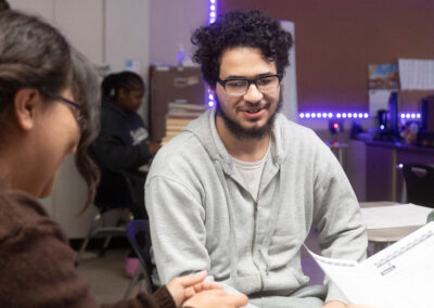 Students in a classroom working together.