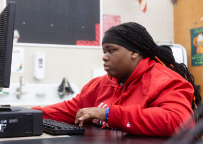 A student in a computer lab.