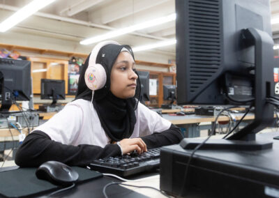 A student in a computer lab.
