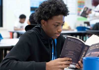 A student reading a book.