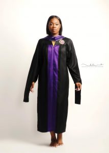 Ameshia Greer in a graduation gown.