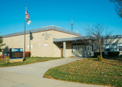Lowell school on a sunny fall day.