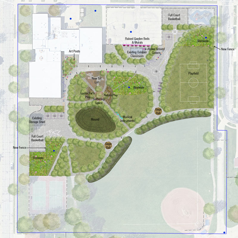 A draft of the schoolyard redevelopment.