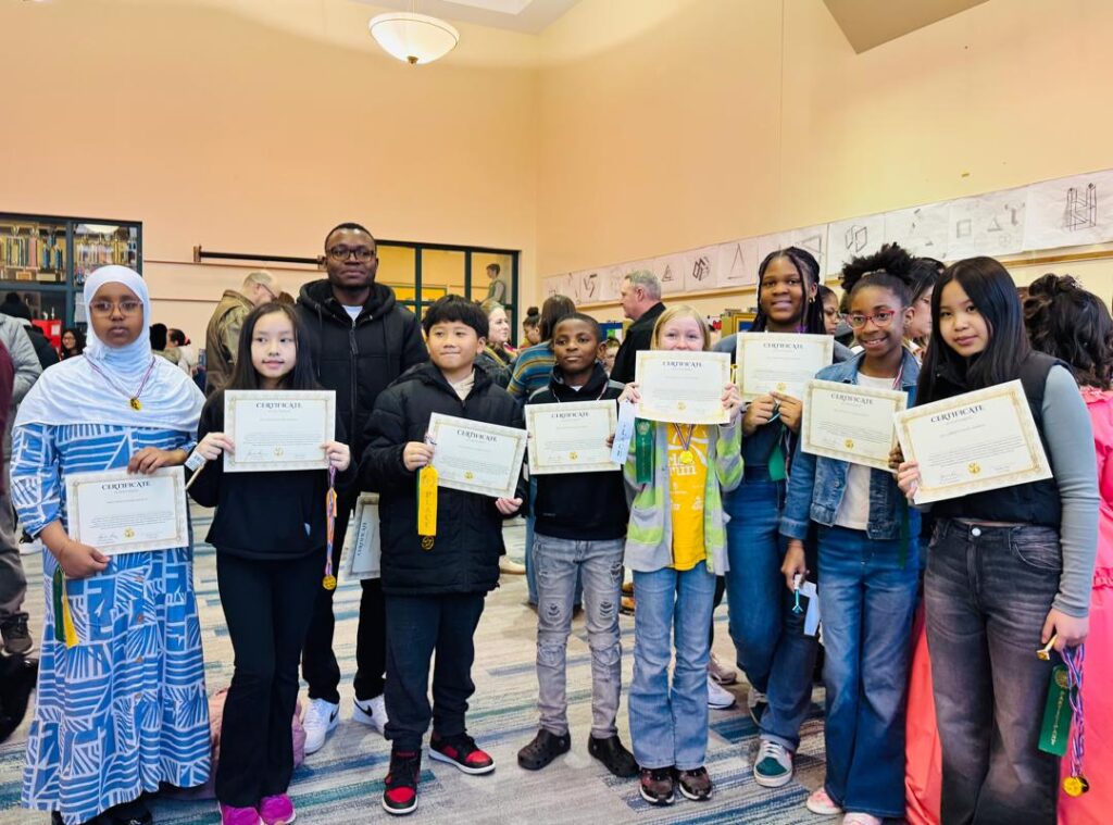 Students with their awards.