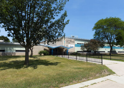 The front of MSLS on a sunny day.