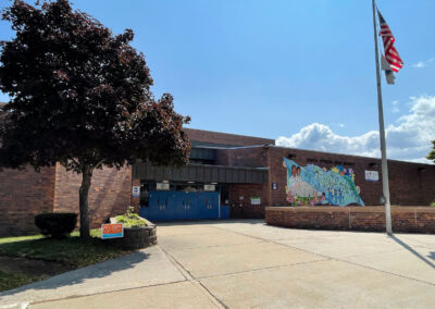 North Division High School on a sunny day.