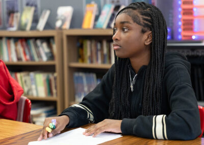 A student in a classroom.