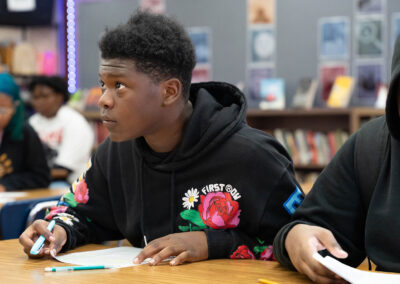 A student in a classroom.