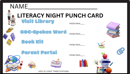 Literacy Night Punch Card