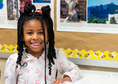 A smiling girl.